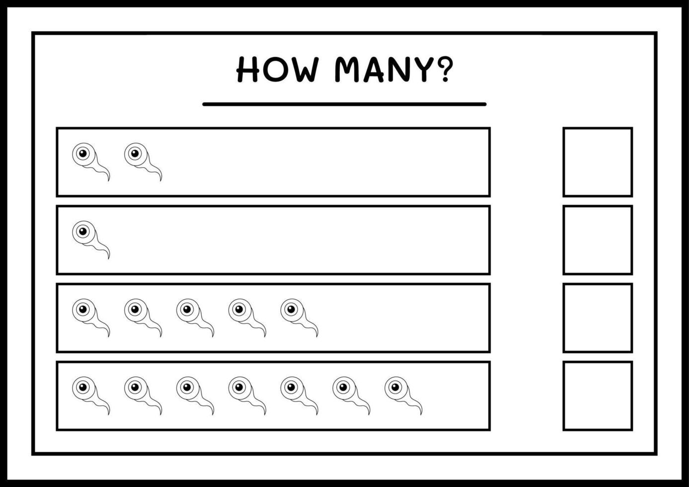 hur många ögon, spel för barn. vektor illustration, utskrivbart kalkylblad