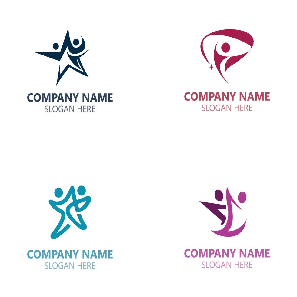 Menschen Stern Logo Design Konzept Kombination Vorlage Vektor