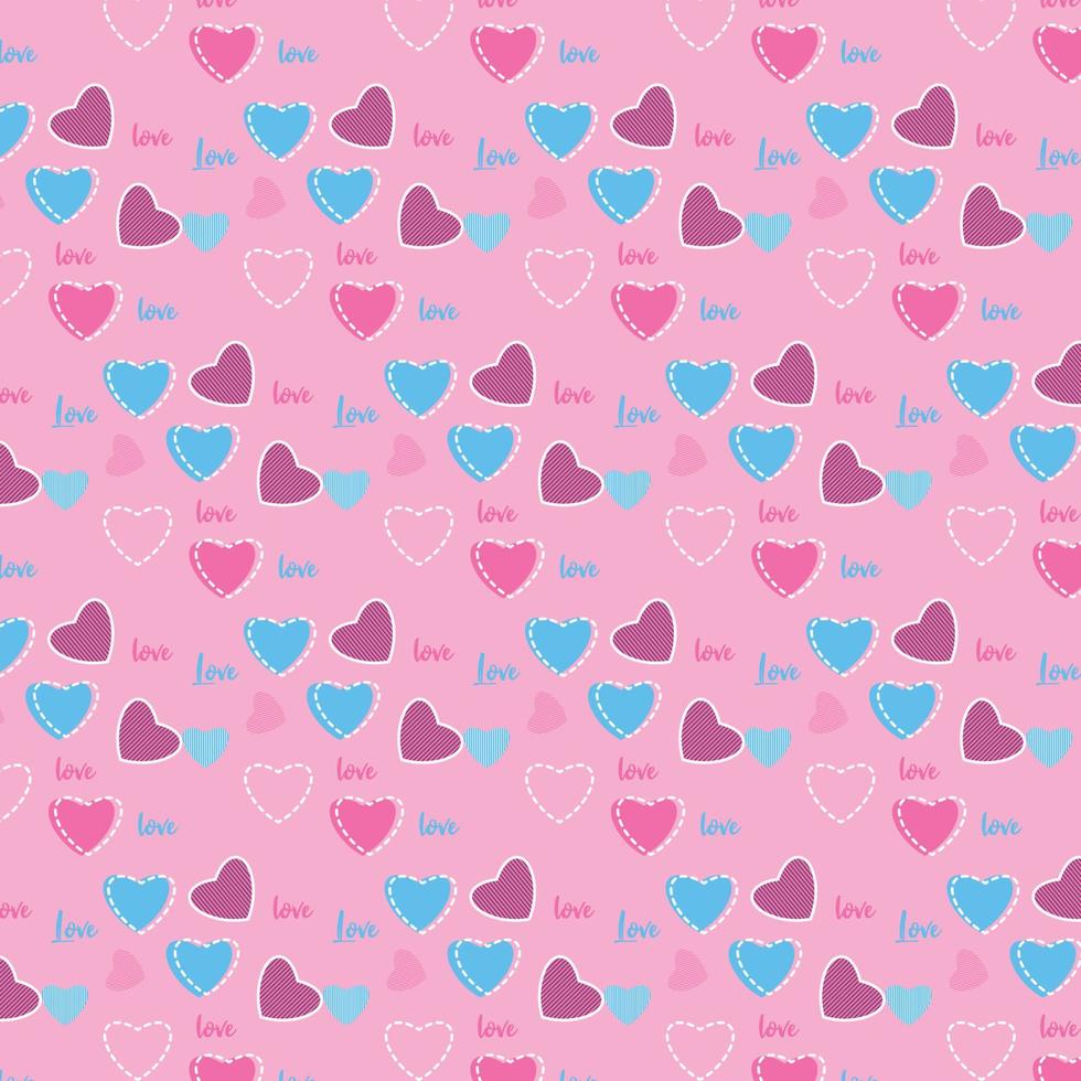 sömlös doodle stil hjärtformade mönster för alla hjärtans dag. söt hjärta form ändlösa mönster design med rosa bakgrund. kärlek mönster vektor för tapeter och bakgrund.