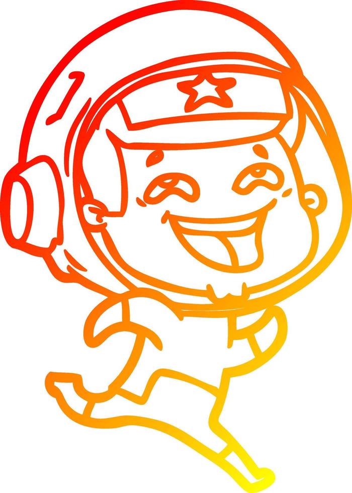 warme Gradientenlinie Zeichnung Cartoon lachender Astronaut vektor