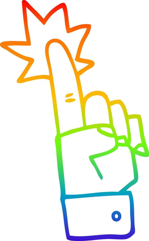 regnbågsgradient linjeteckning tecknad pekande hand vektor