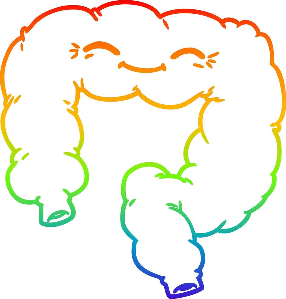Regenbogen-Gradientenlinie Zeichnung Cartoon glücklich Dickdarm vektor