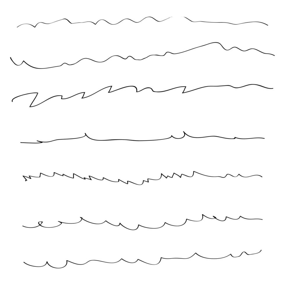 satz von handgezeichneten linien schwarz und weiß vektor