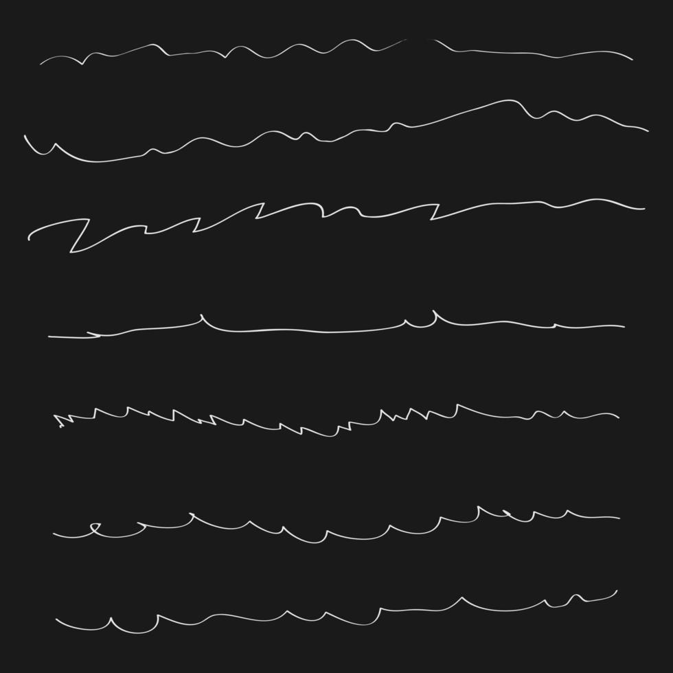 satz von handgezeichneten linien schwarz und weiß vektor