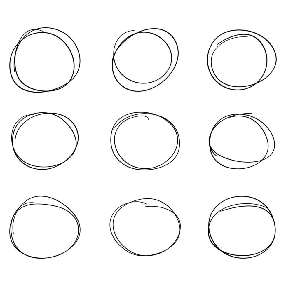 uppsättning handritad cirkel markör vektor