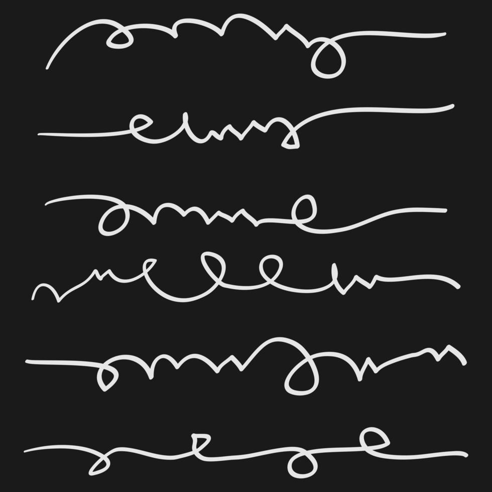 uppsättning handritade linjer svart och vitt vektor