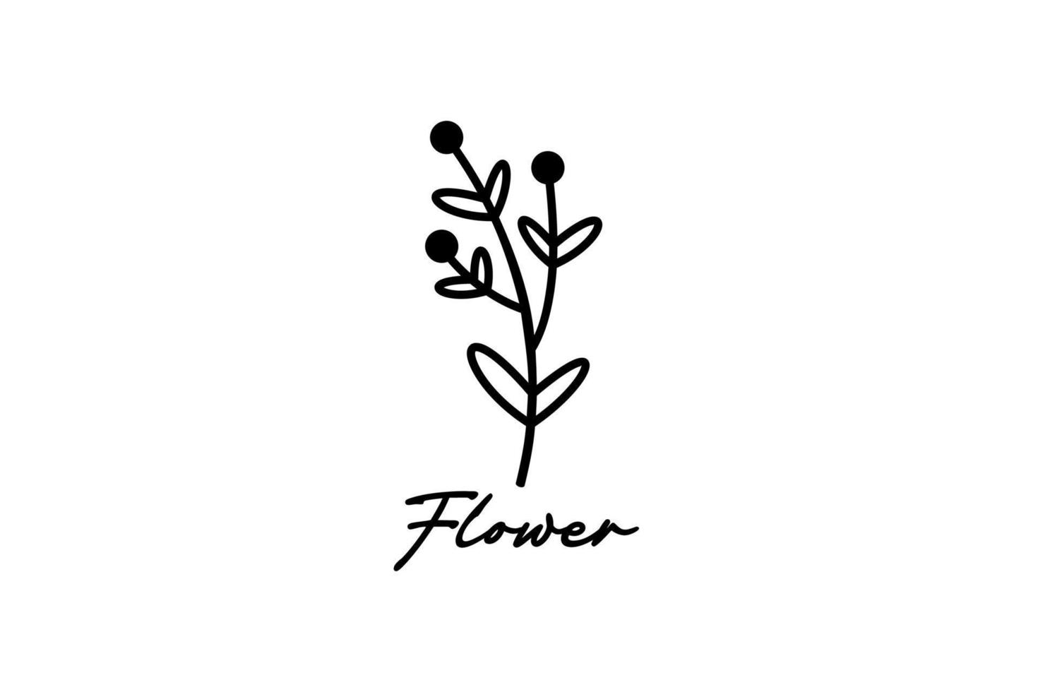 svart blomma handritad logotyp vektor