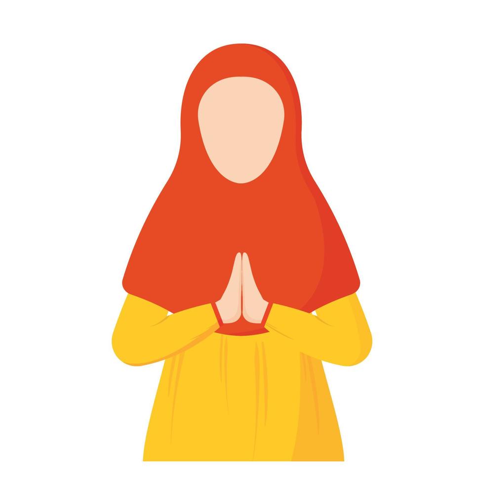 flicka muslimsk karaktär ikon clipart animerad tecknad avatar för eid al fitr och islamiska bakgrundselement vektor