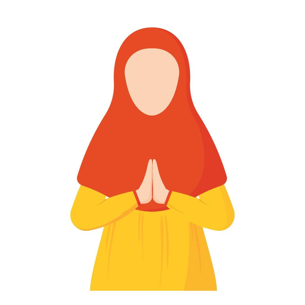 mädchen muslimische charakter symbol clipart animierter cartoon avatar für eid al fitr und islamische hintergrundelemente vektor