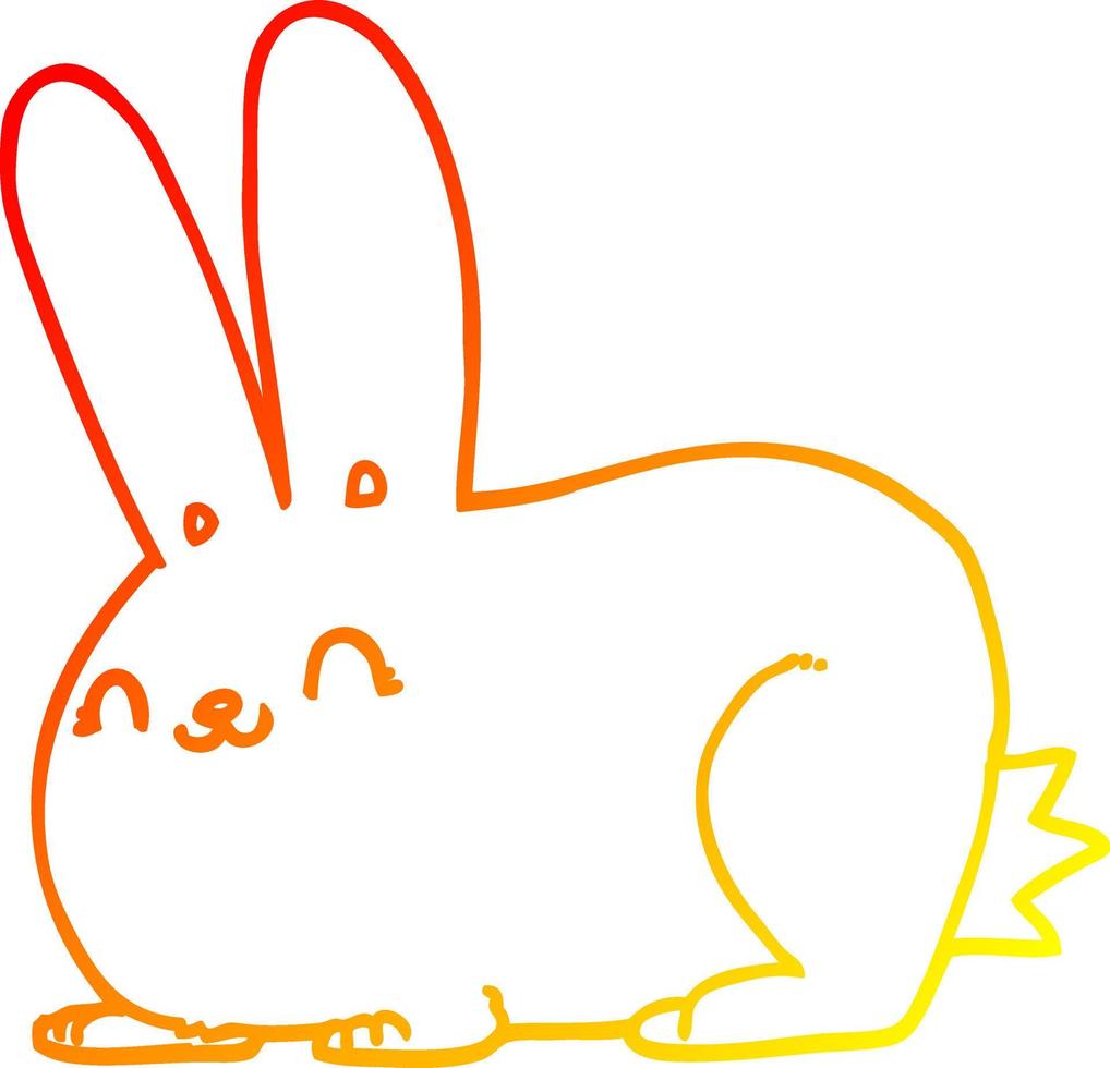 warme Gradientenlinie Zeichnung Cartoon-Kaninchen vektor