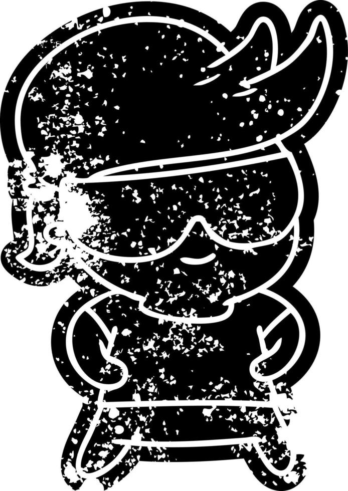 Grunge-Symbol kawaii Kind mit Schattierungen vektor