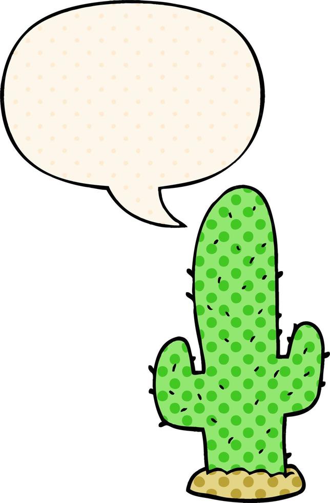 Cartoon-Kaktus und Sprechblase im Comic-Stil vektor