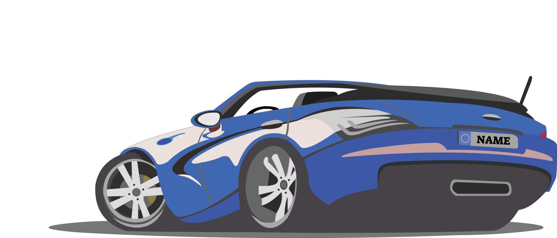 Ein cooler blauer 3D-Sportwagen, den Sie nach Bedarf verwenden können, und auf dem Fahrzeugschild können Sie Ihren Namen oder Ihre Marke anpassen vektor