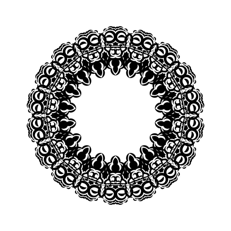 indisk mandala svart och vit. cirkulär prydnad. vektor illustration.