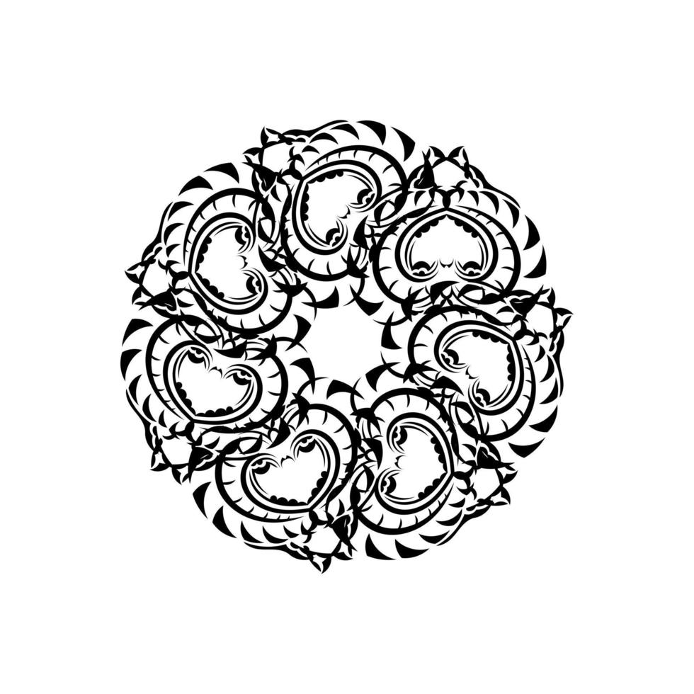 indisches Mandala schwarz und weiß. schwarz-weißes Logo. isoliertes Element für Design und Färbung auf weißem Hintergrund. vektor