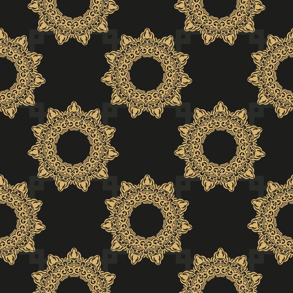kinesiska svarta och gula abstrakt sömlös vektor bakgrund. tapeter i en mall i vintagestil. indiskt blommigt element. grafisk prydnad för tapeter, tyg, förpackningar.