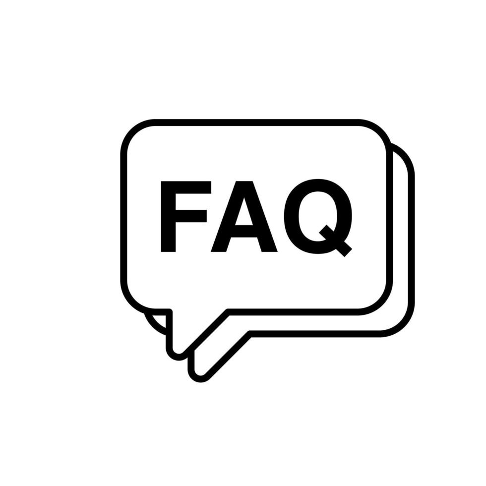 FAQ-Vektorsymbol. faq-illustrationsvektor lokalisiert im weißen hintergrund. Häufig gestellte Fragen, Vektorlogo. am besten für mobile Anwendungen und Webdesign verwendet. vektor