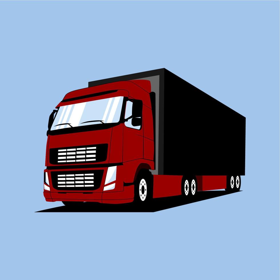 LKW-Anhänger mit Container. Auto für die Beförderung von Gütern. fracht, die fahrzeugschablonenvektor lokalisiert auf weiß liefert vektor