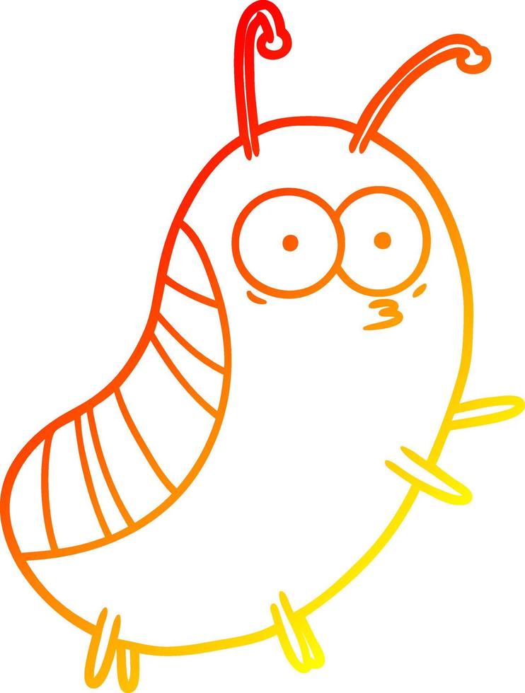 warme Gradientenlinie, die lustigen Cartoon-Käfer zeichnet vektor