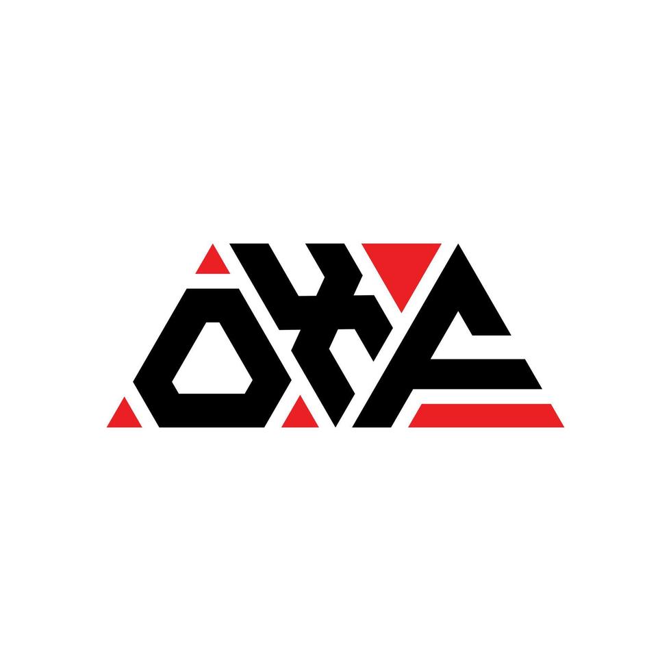 oxf triangel bokstavslogotypdesign med triangelform. oxf triangel logotyp design monogram. oxf triangel vektor logotyp mall med röd färg. oxf triangulär logotyp enkel, elegant och lyxig logotyp. oxf