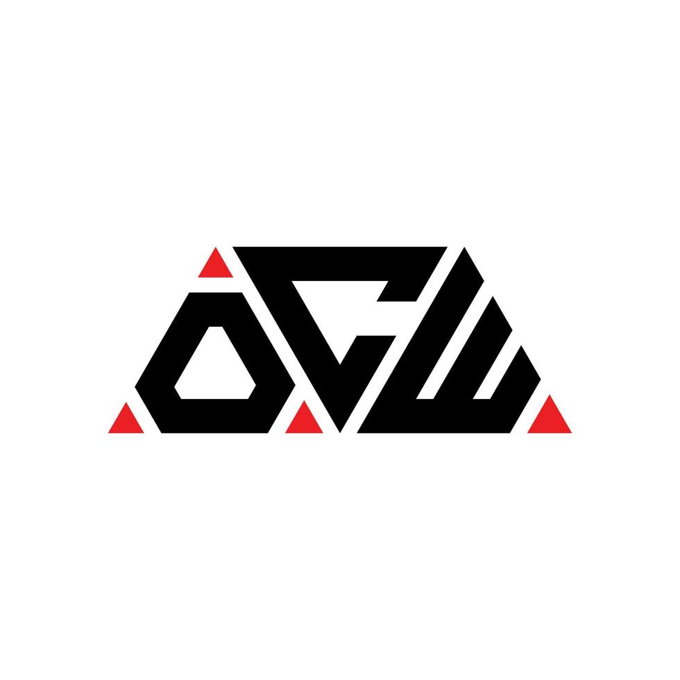 ocw triangel bokstavslogotypdesign med triangelform. ocw triangel logotyp design monogram. ocw triangel vektor logotyp mall med röd färg. ocw triangulär logotyp enkel, elegant och lyxig logotyp. ocw