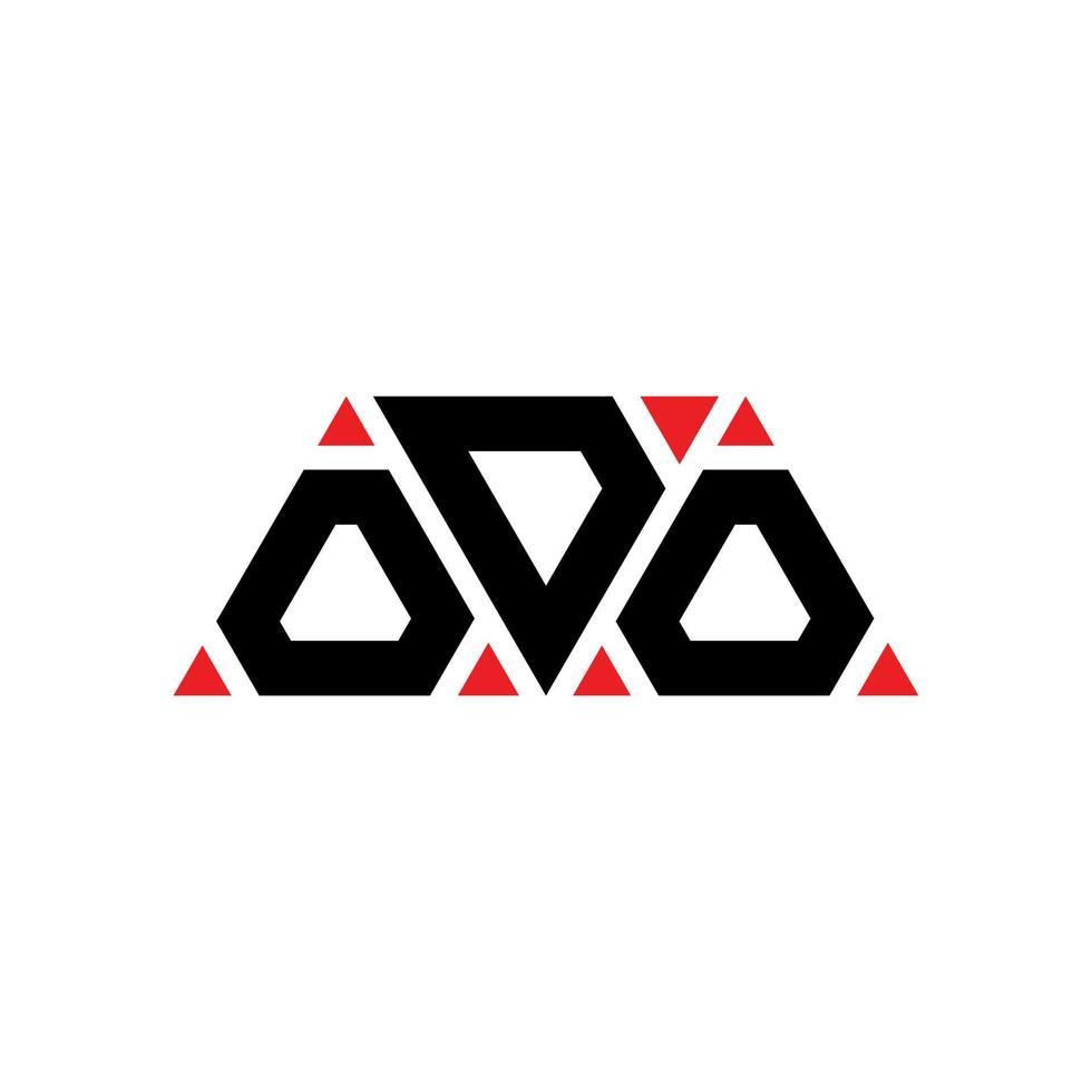 Odo-Dreieck-Buchstaben-Logo-Design mit Dreiecksform. Odo-Dreieck-Logo-Design-Monogramm. Odo-Dreieck-Vektor-Logo-Vorlage mit roter Farbe. odo dreieckiges Logo einfaches, elegantes und luxuriöses Logo. odo vektor