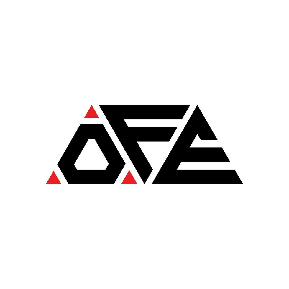 Ofe Dreiecksbuchstaben-Logo-Design mit Dreiecksform. Ofe-Dreieck-Logo-Design-Monogramm. Ofe-Dreieck-Vektor-Logo-Vorlage mit roter Farbe. ofe dreieckiges Logo einfaches, elegantes und luxuriöses Logo. ofe vektor
