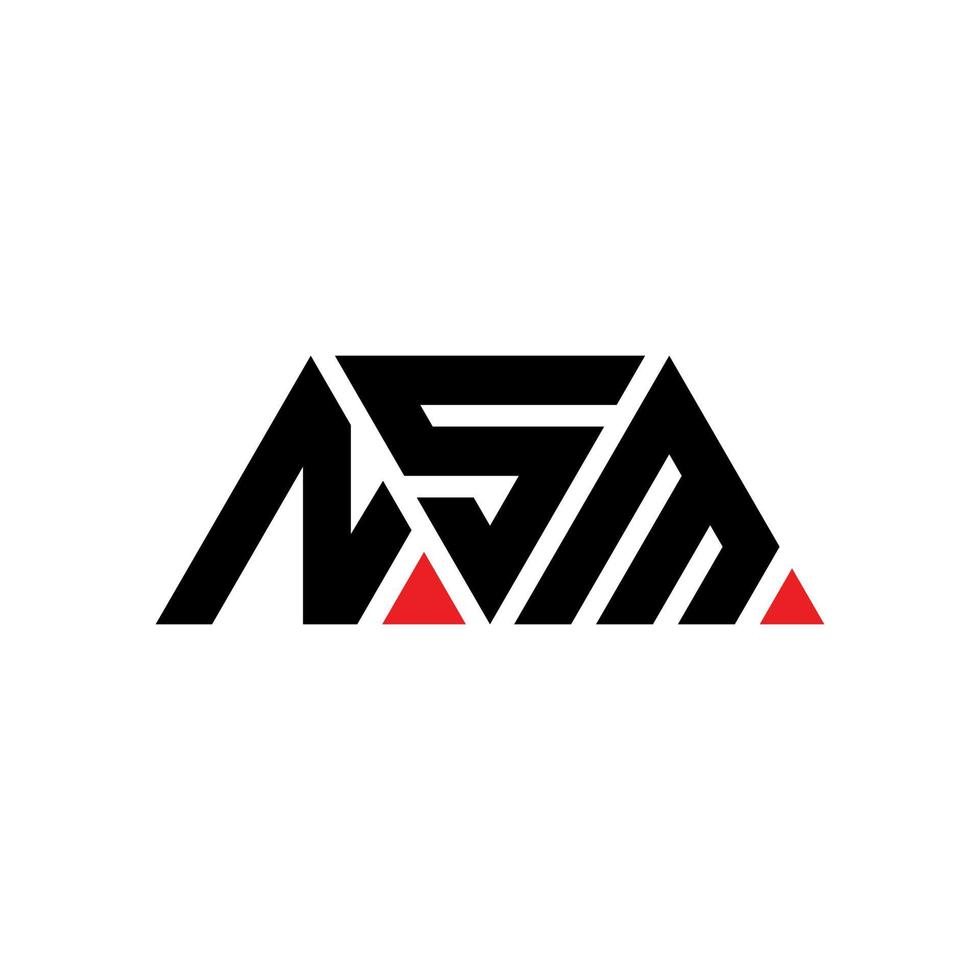 nsm triangel bokstavslogotypdesign med triangelform. nsm triangel logotyp design monogram. nsm triangel vektor logotyp mall med röd färg. nsm triangulär logotyp enkel, elegant och lyxig logotyp. nsm