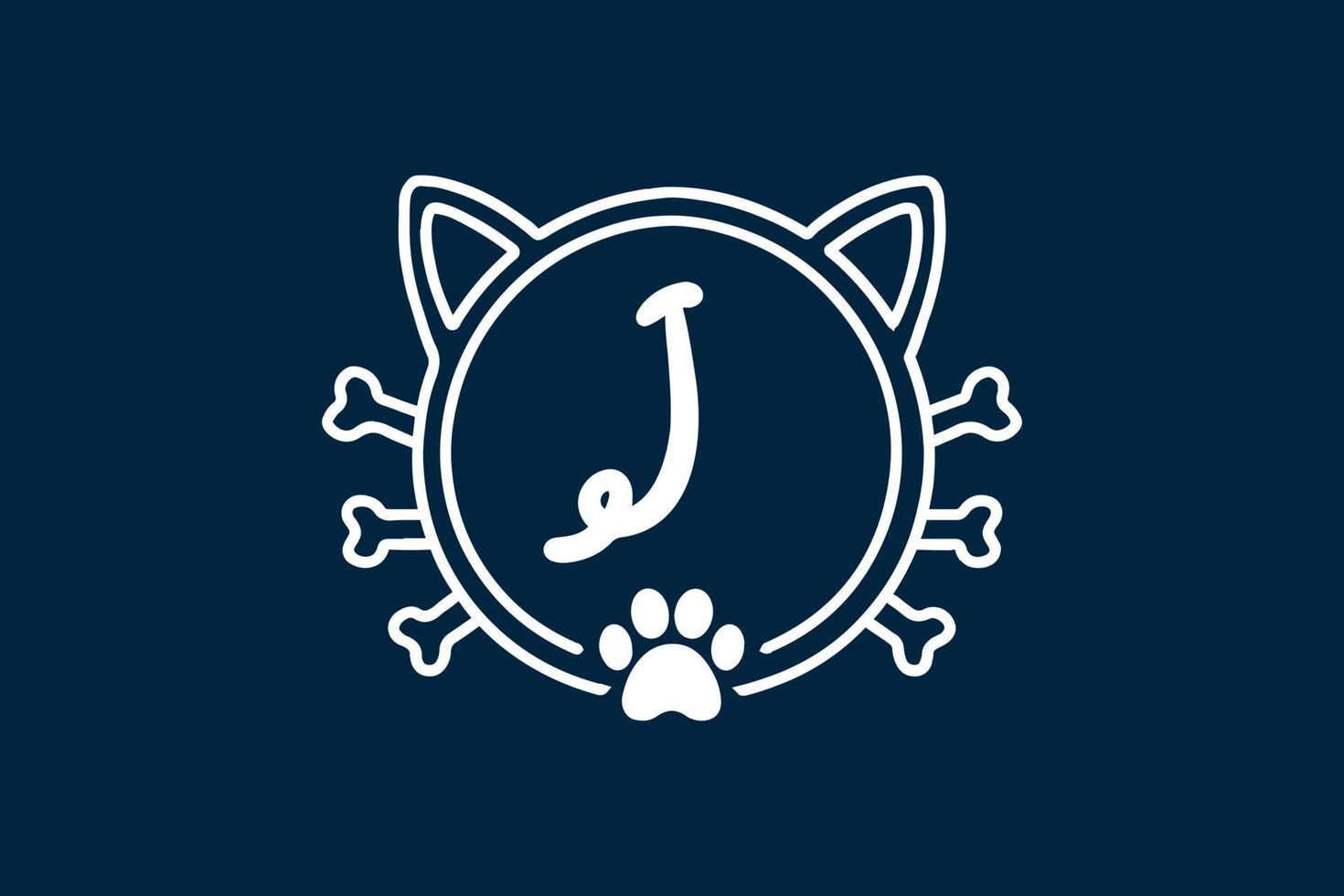 kattmonogram bokstaven j logotypdesigner. vektor