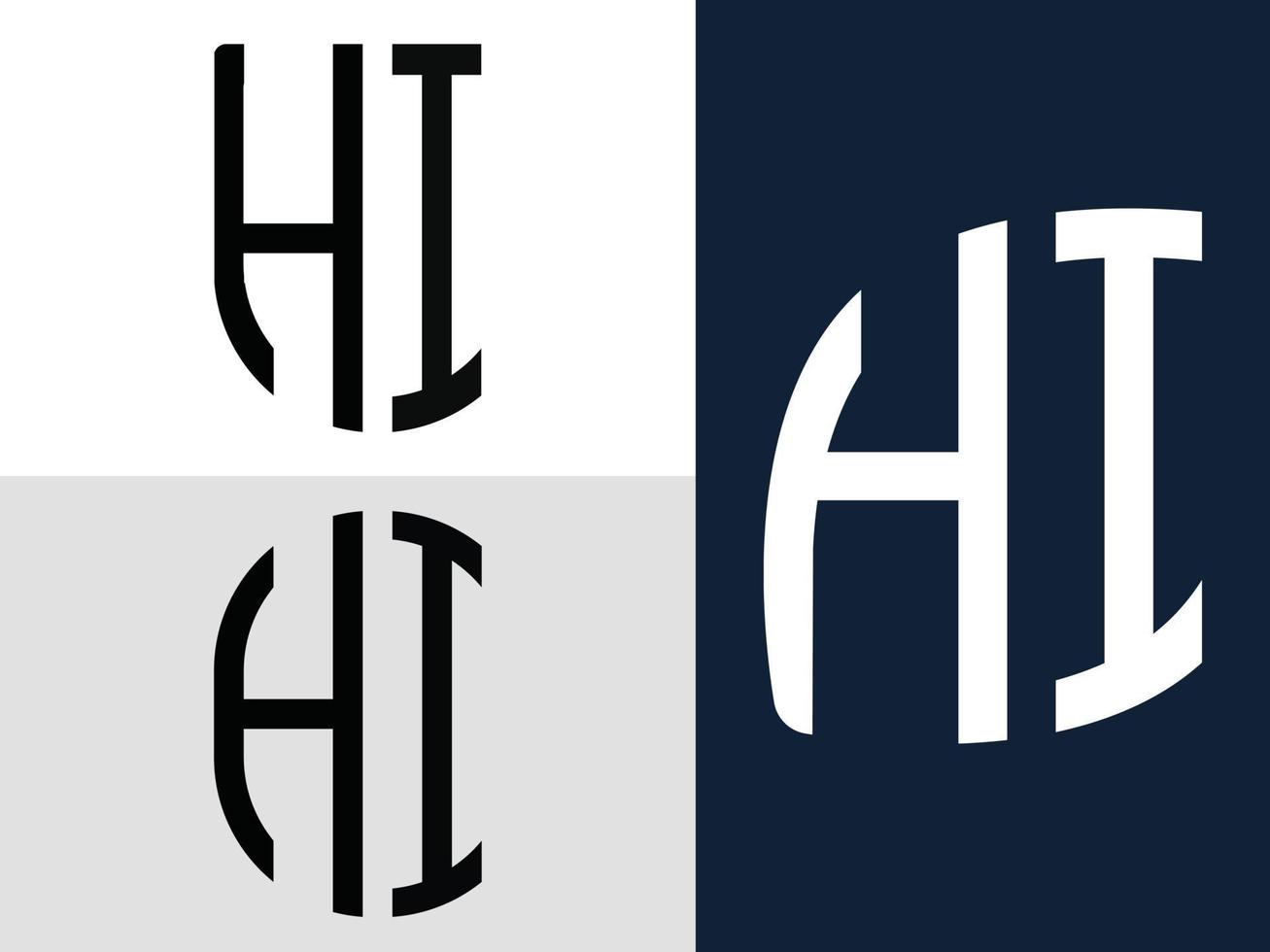 kreativa initiala bokstäver hej logotypdesigner bunt. vektor