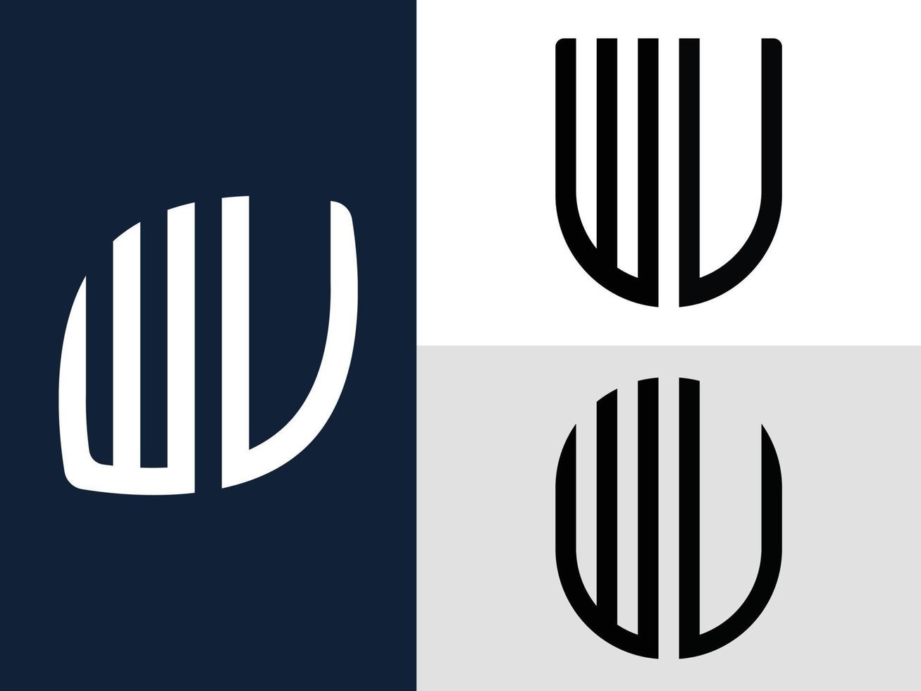 kreativa initiala bokstäver wu logo design paket. vektor