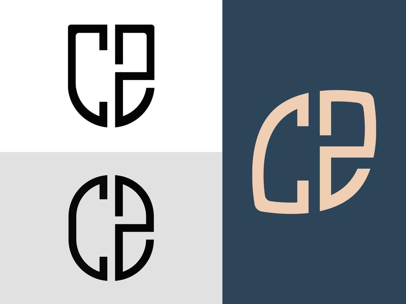 kreativa initiala bokstäver cz logo designs paket. vektor