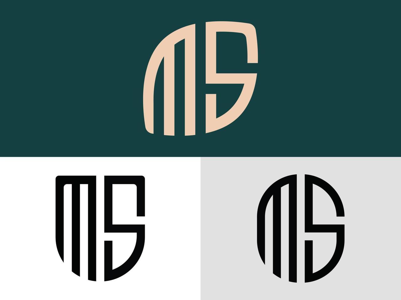 kreative anfangsbuchstaben ms logo designs paket. vektor