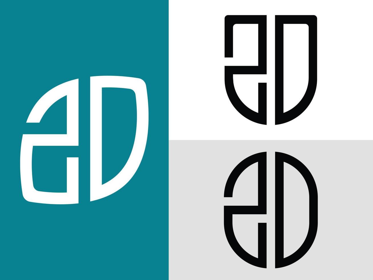 kreativa initiala bokstäver zd logo designs bunt. vektor