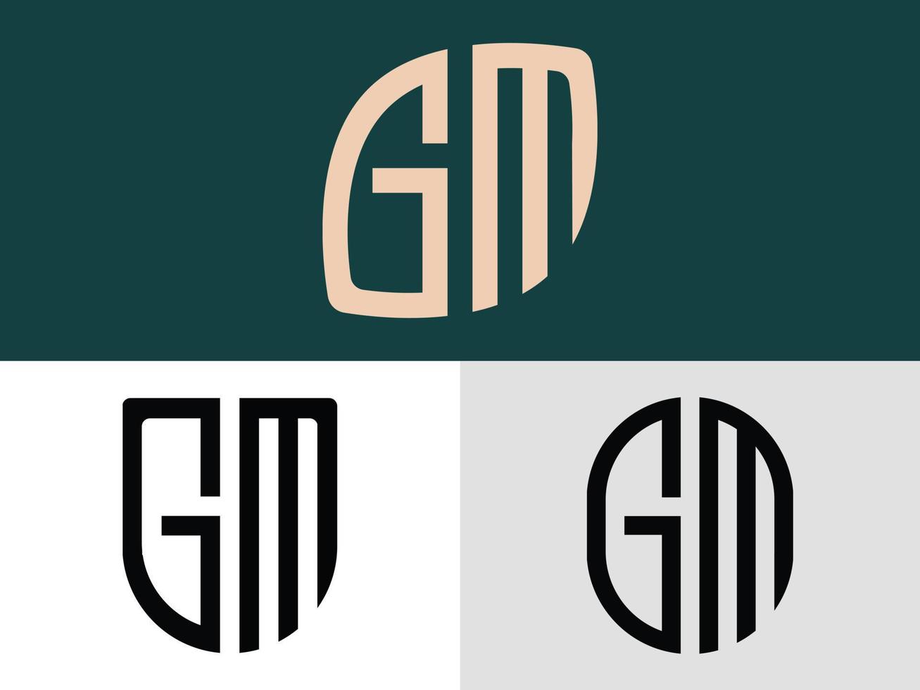 kreativa initiala bokstäver gm logo designs bunt. vektor