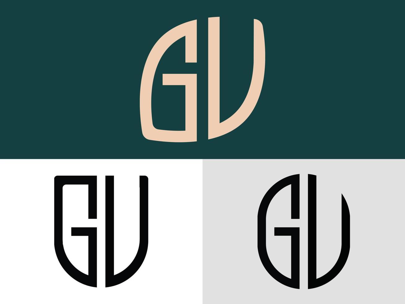 kreative anfangsbuchstaben gu-logo-designs paket. vektor