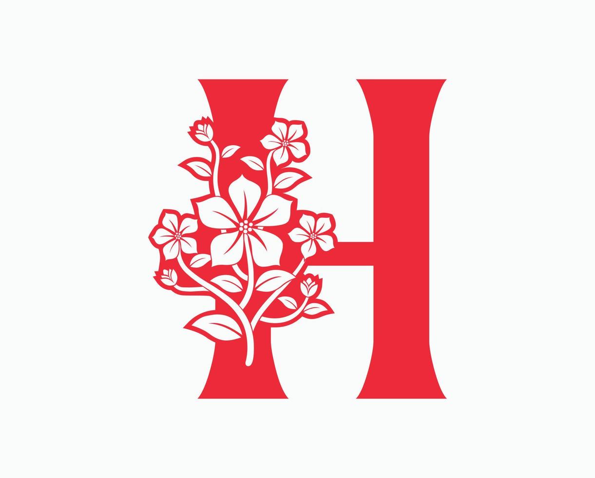 mona flower initiala bokstäver h logotypdesign. vektor