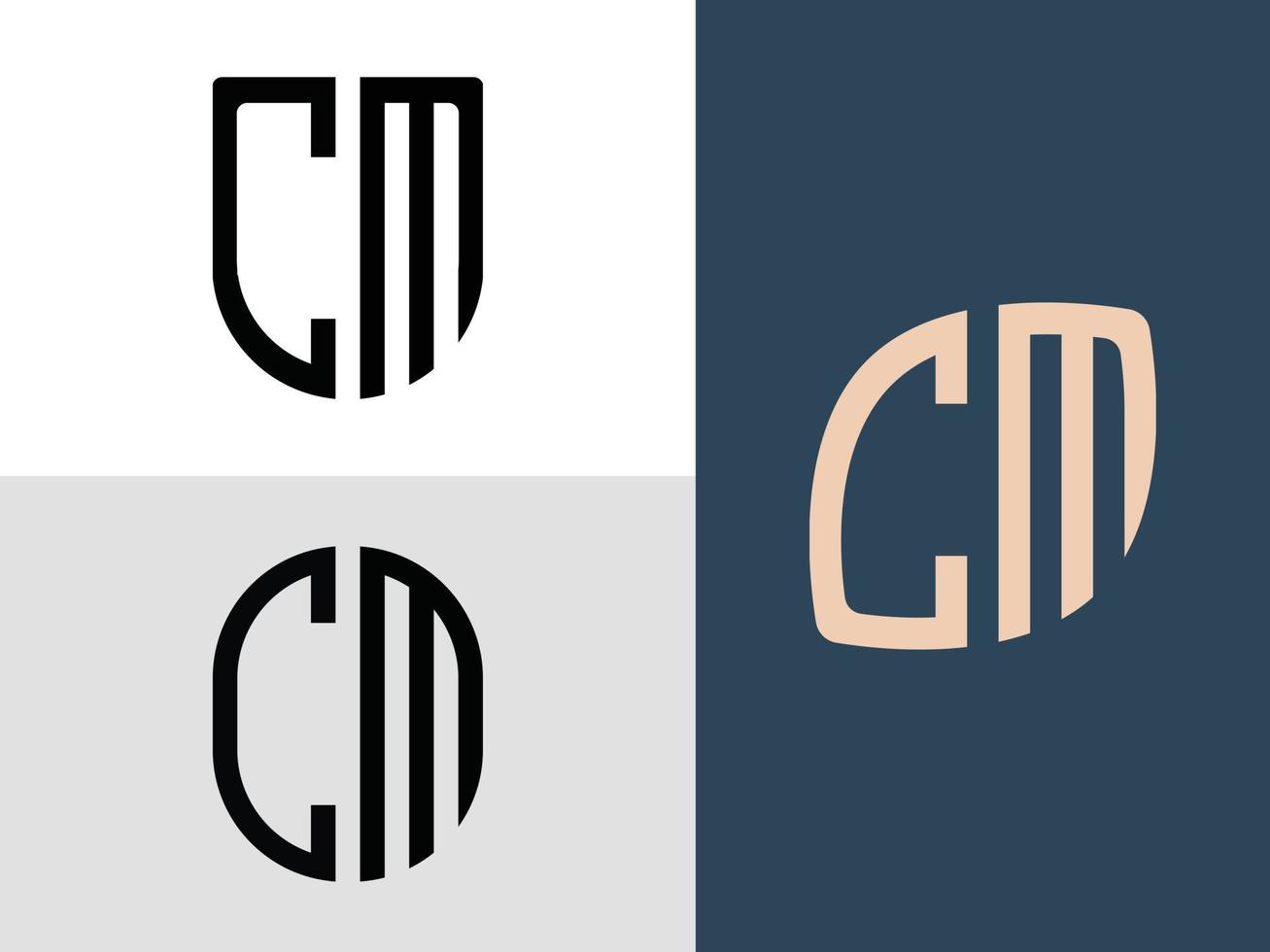 kreative Anfangsbuchstaben cm Logo-Designs Bundle. vektor