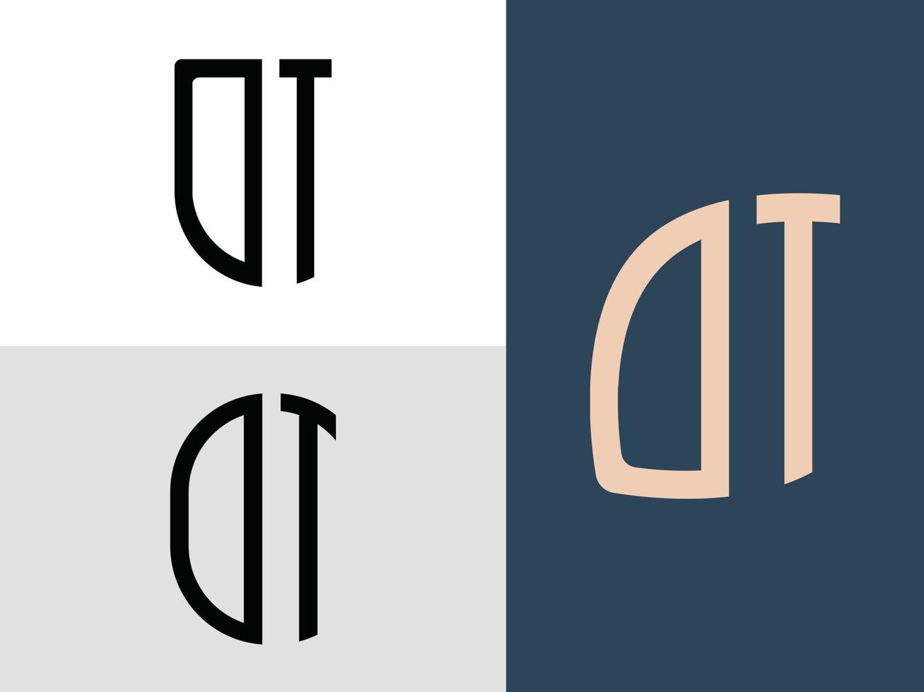 kreative anfangsbuchstaben dt logo designs paket. vektor