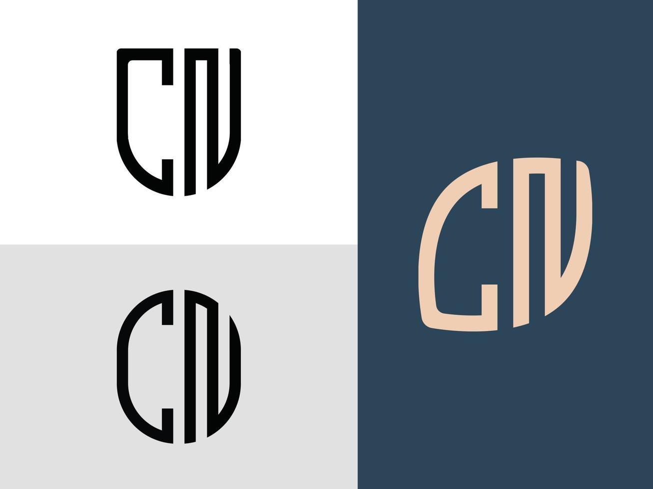 kreativa initiala bokstäver cn logo design bunt. vektor