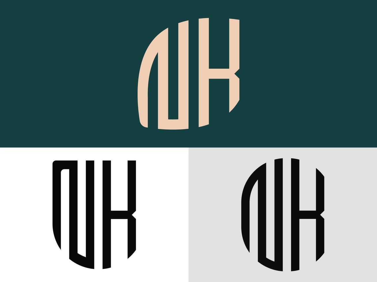 kreativa initiala bokstäver nk logo designs paket. vektor