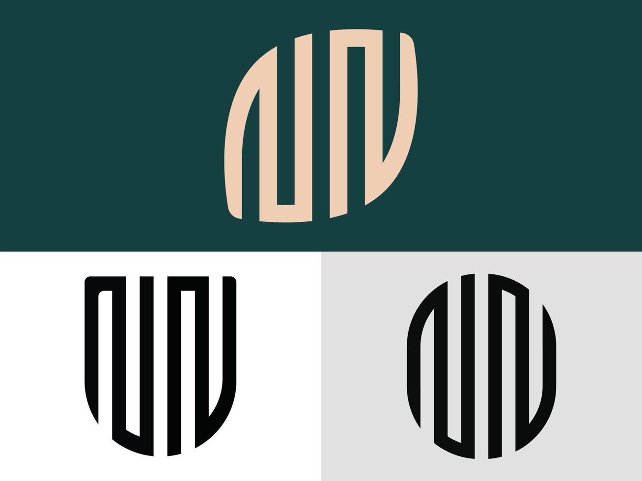 kreative anfangsbuchstaben nn logo design paket. vektor
