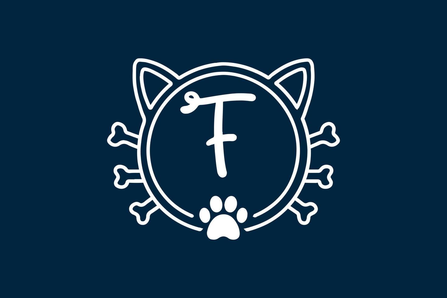 katzenmonogrammbuchstabe f logo-designs. vektor