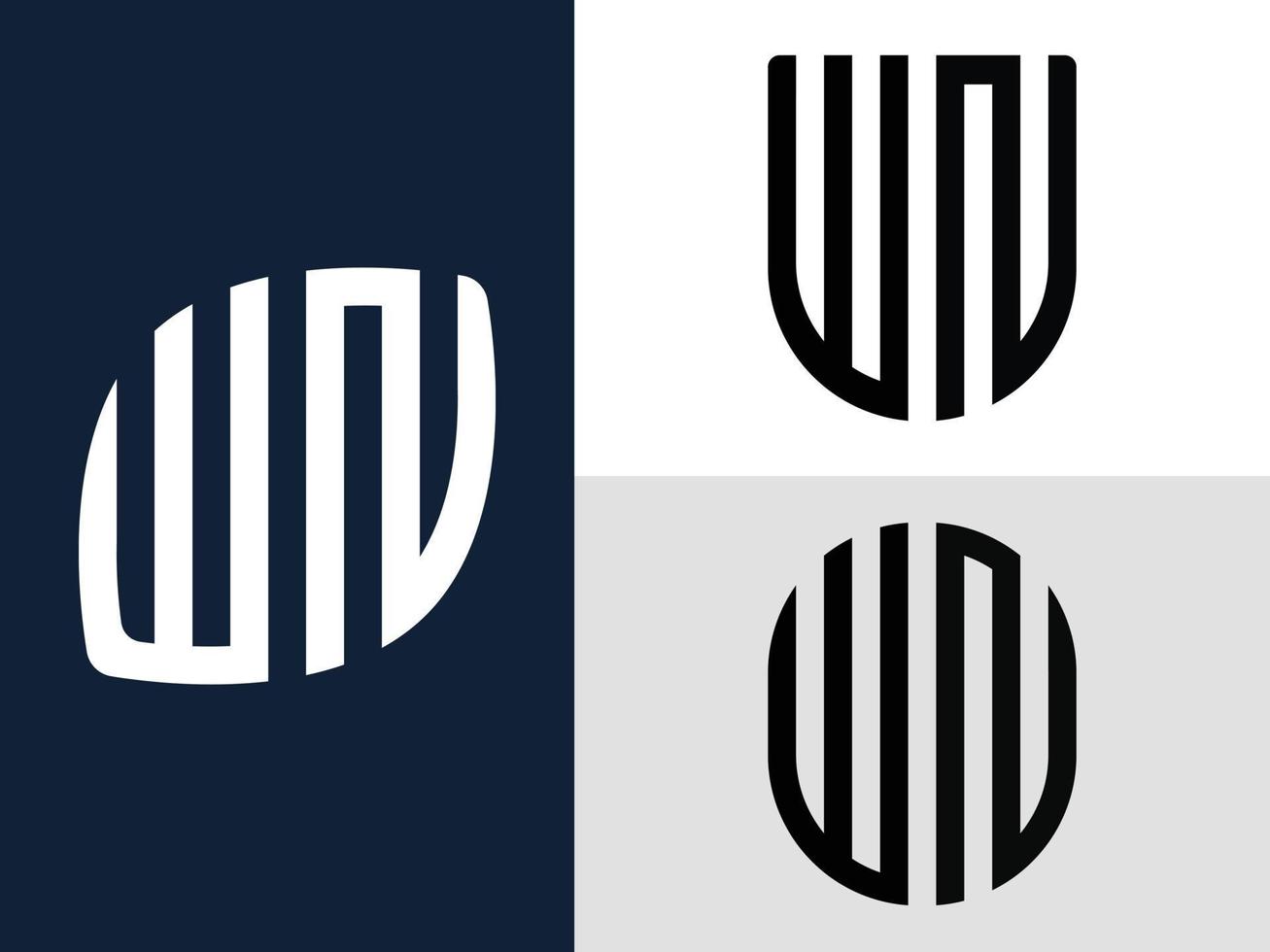 kreative anfangsbuchstaben wn logo designs paket. vektor