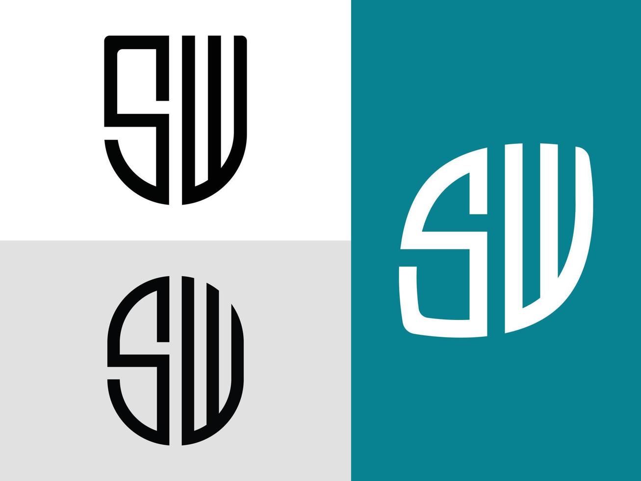 kreativa initiala bokstäver sw logo designs bunt. vektor