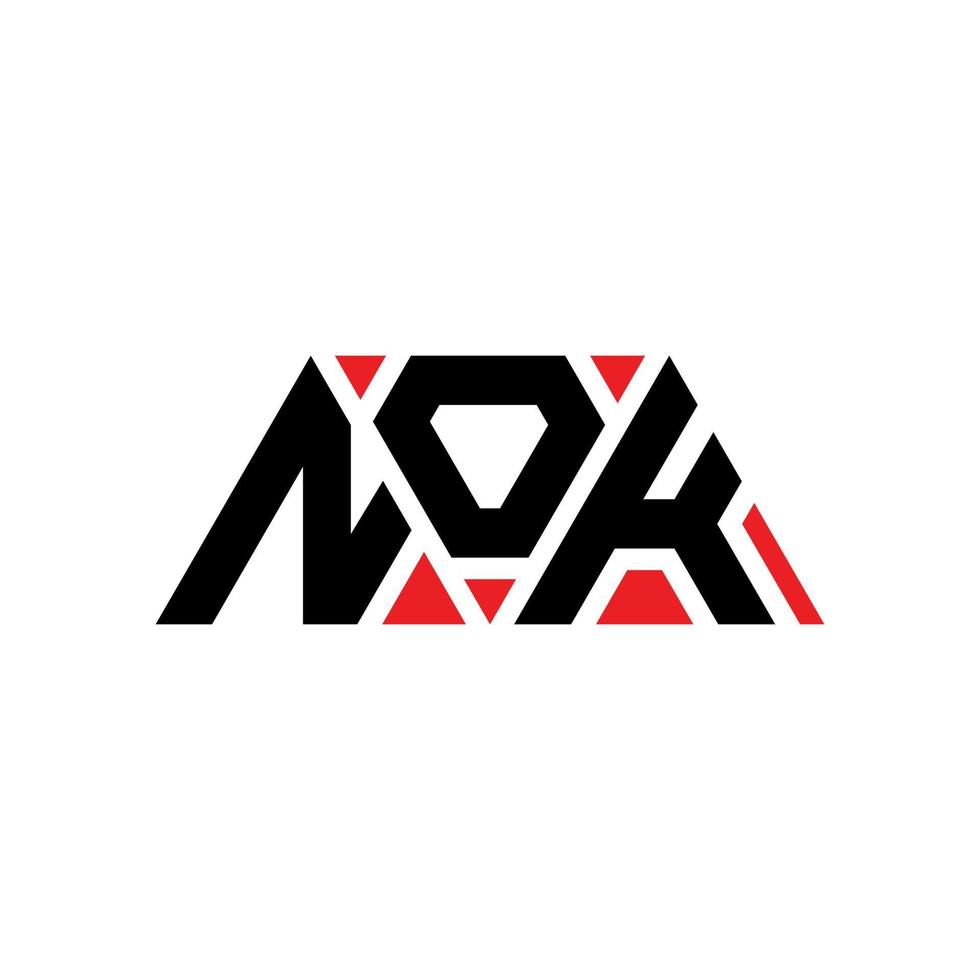 Nok-Dreieck-Buchstaben-Logo-Design mit Dreiecksform. Nok-Dreieck-Logo-Design-Monogramm. Nok-Dreieck-Vektor-Logo-Vorlage mit roter Farbe. nok dreieckiges logo einfaches, elegantes und luxuriöses logo. Nein vektor
