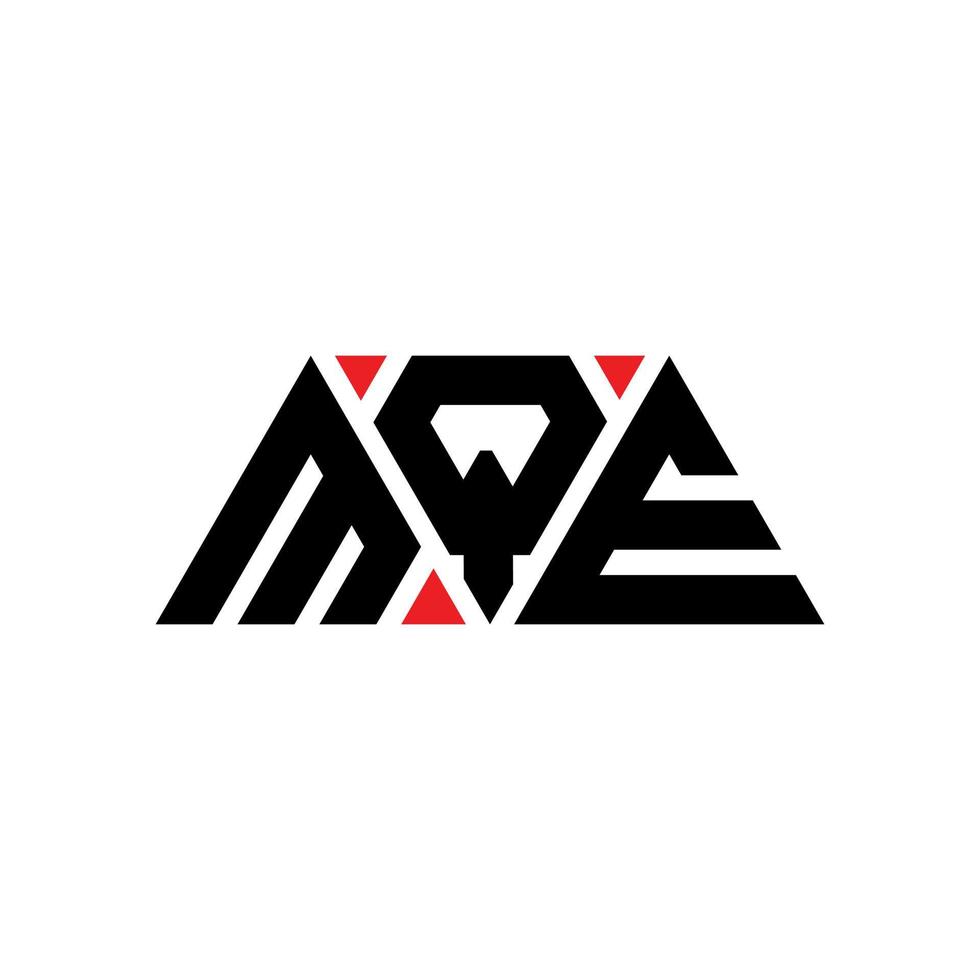 mqe triangel bokstavslogotypdesign med triangelform. mqe triangel logotyp design monogram. mqe triangel vektor logotyp mall med röd färg. mqe triangulär logotyp enkel, elegant och lyxig logotyp. mqe