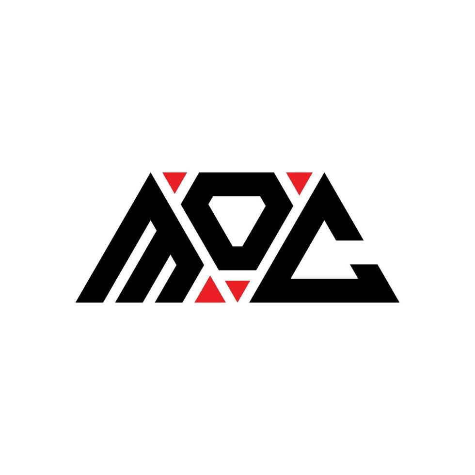 Moc-Dreieck-Buchstaben-Logo-Design mit Dreiecksform. moc-Dreieck-Logo-Design-Monogramm. Moc-Dreieck-Vektor-Logo-Vorlage mit roter Farbe. moc dreieckiges logo einfaches, elegantes und luxuriöses logo. mok vektor