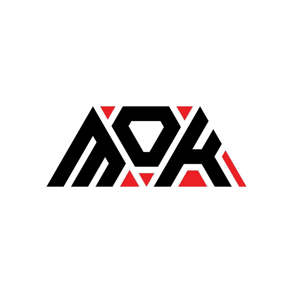 mok Dreiecksbuchstaben-Logo-Design mit Dreiecksform. mok dreieck logo design monogramm. Mok-Dreieck-Vektor-Logo-Vorlage mit roter Farbe. mok dreieckiges logo einfaches, elegantes und luxuriöses logo. Mok vektor