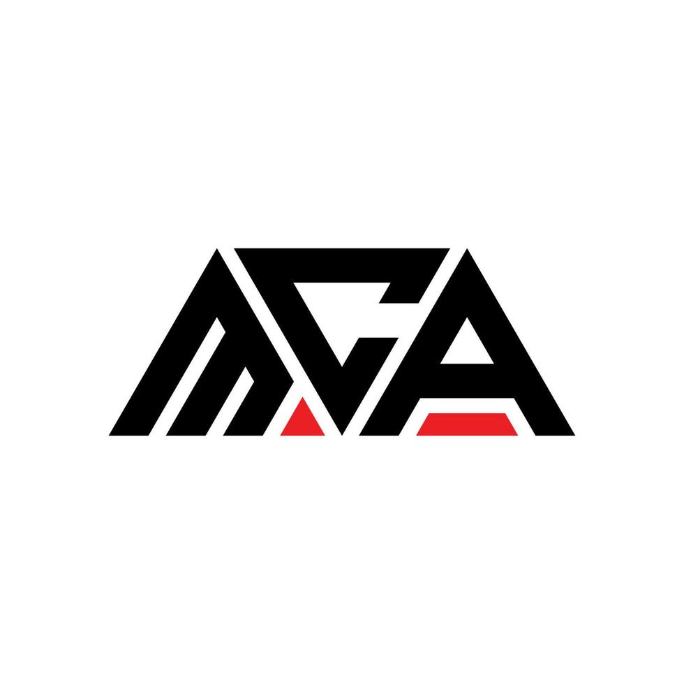 MCA-Dreieck-Buchstaben-Logo-Design mit Dreiecksform. MCA-Dreieck-Logo-Design-Monogramm. MCA-Dreieck-Vektor-Logo-Vorlage mit roter Farbe. MCA dreieckiges Logo einfaches, elegantes und luxuriöses Logo. mca vektor